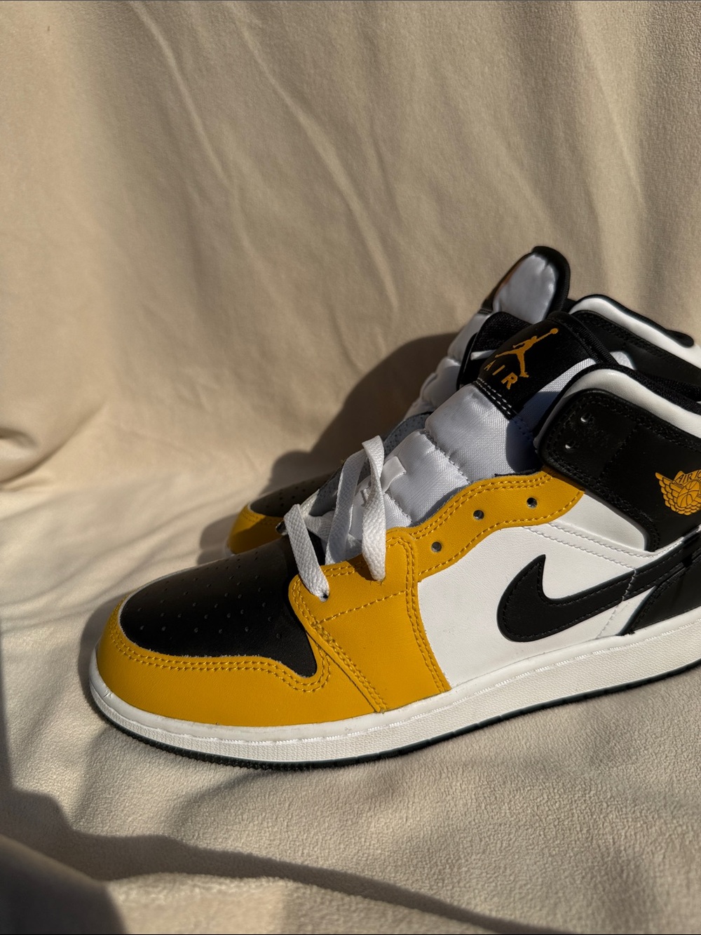 NWOT Jordan Kids High-Top Sneakers in Yellow, Black & White